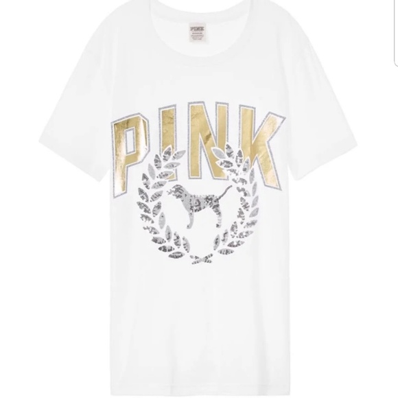 VS Pink Campus Tee Size Large White - Picture 1 of 2